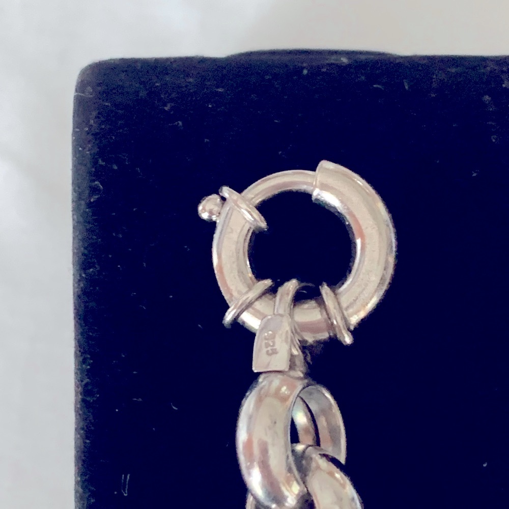 Sterling Silver 925 Robo Medium Link Sterling Bracelet Trigger Latch For Secure - Picture 3 of 13